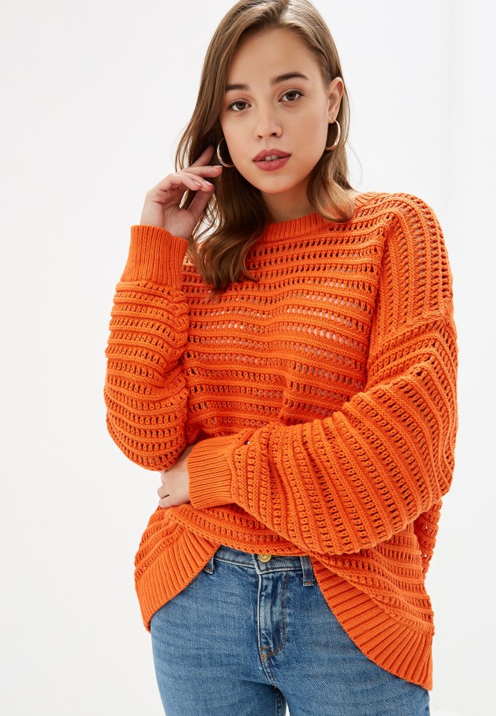 Свитер оверсайз оранжевый женский h&m