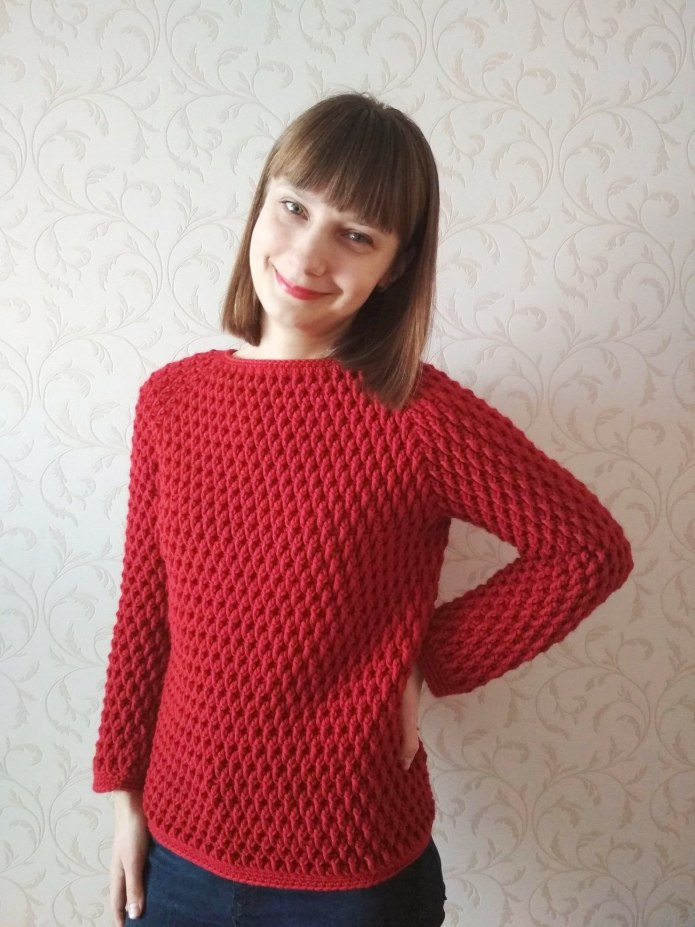 Джемпер крючком сверху