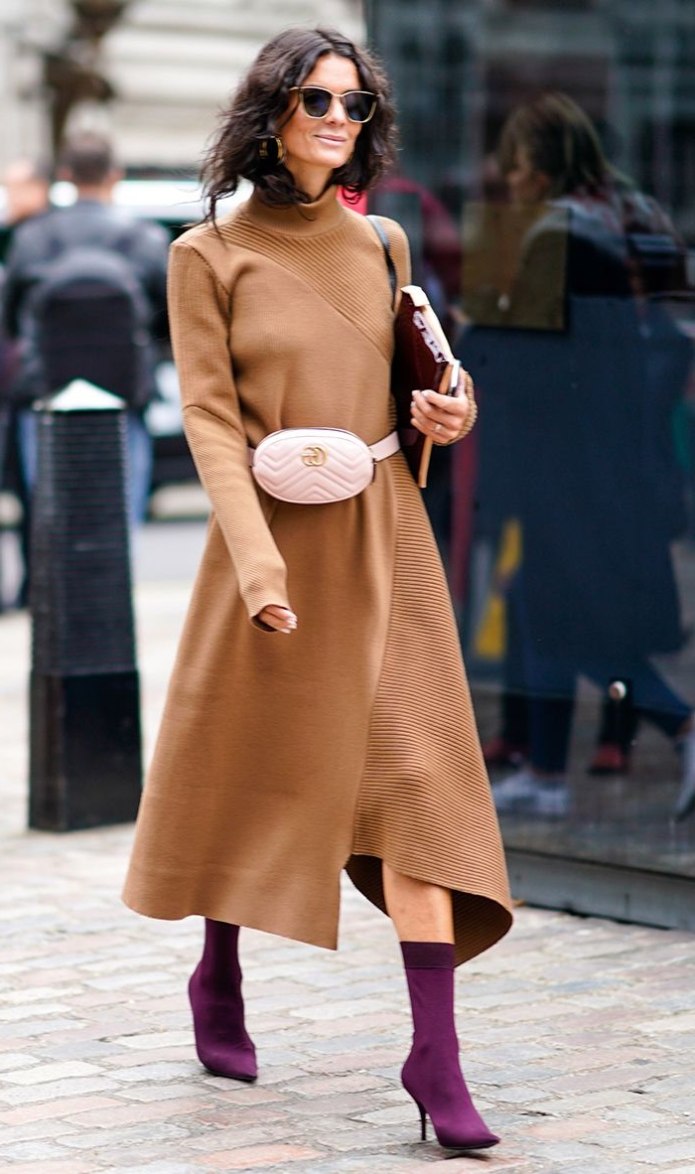 Бежевое кашемировое пальто Street Style