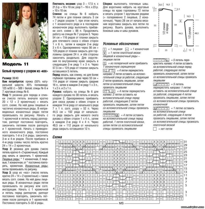 Свитер женский вязаный спицами с описанием и схемой