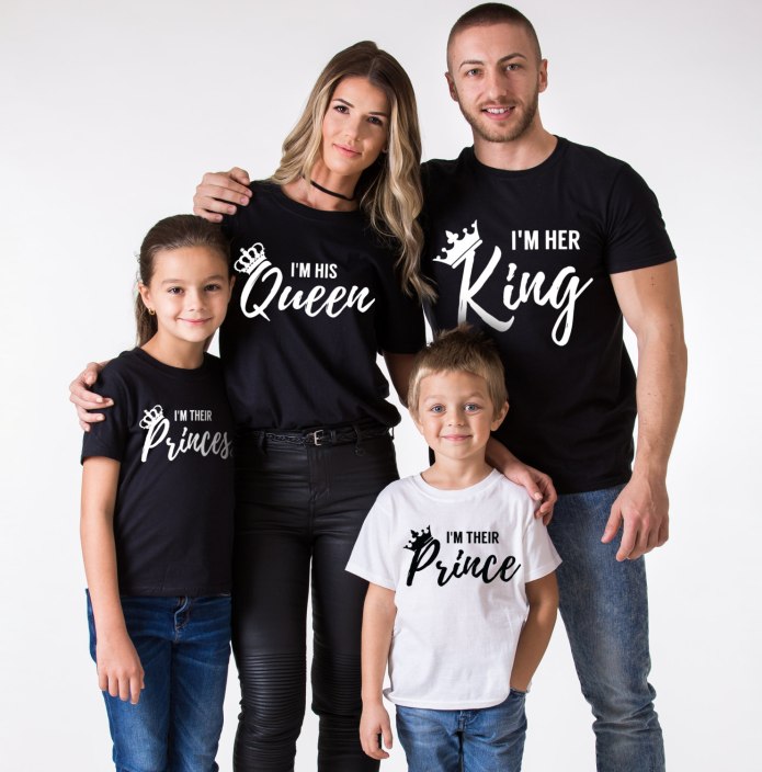 Семейные футболки King Queen Princess