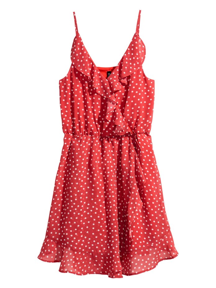H&M красное плиссированное платье