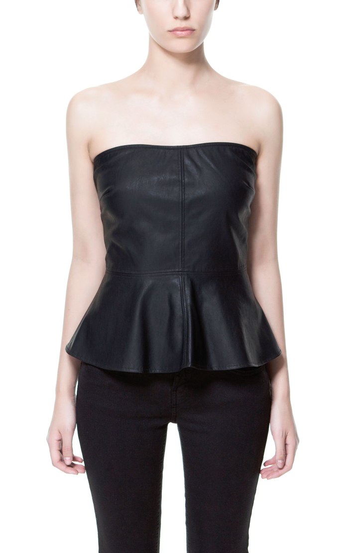 Топ кожа Zara с баской
