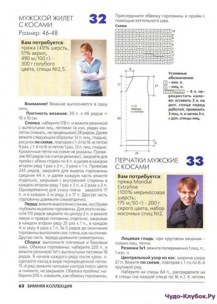 Мужской жилет на пуговицах спицами схемы и описание