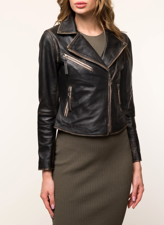 Кожаная куртка оверсайз Zara
