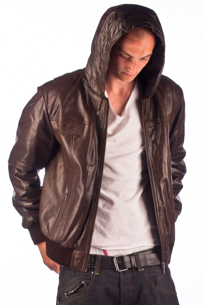 Genuine real Leather Jacket Brown Bomber Winter