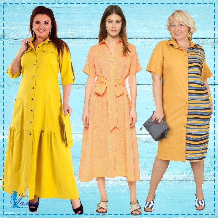 Платье рубашечного покроя для полных