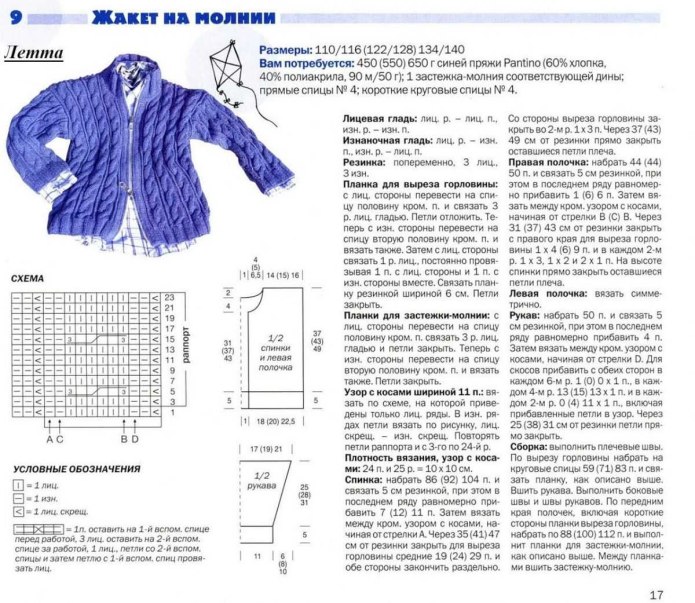 Схема вязки свитера для 5-6 лет девочке