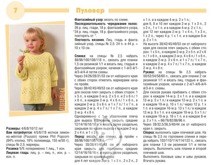 Кофточка для девочки спицами описание