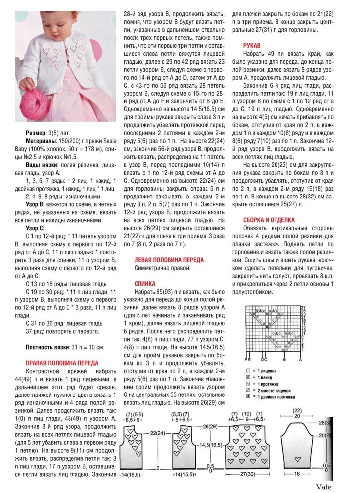 Кофта для девочки 5 лет спицами с описанием и схемами вязаная