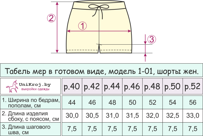 Шорты детские выкройка