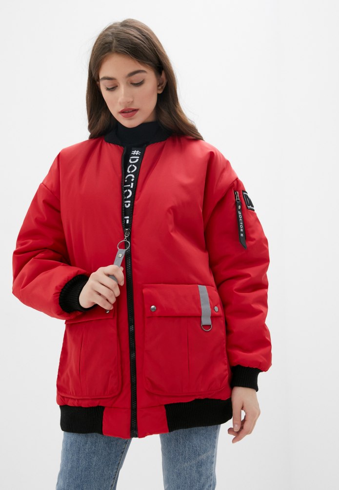 Bershka джинсовая куртка женская красная