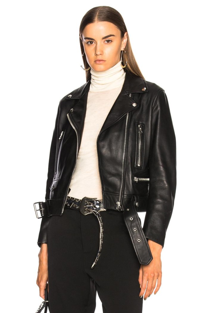Acne Studios Myrtle Oversized Leather Biker Jacket