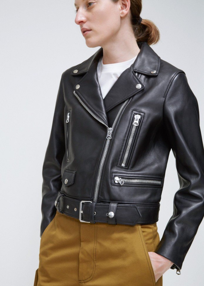 Acne Studios Leather Biker Jacket Crinkled
