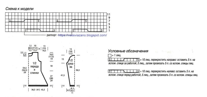 Вязаный свитер схема вязания спицами