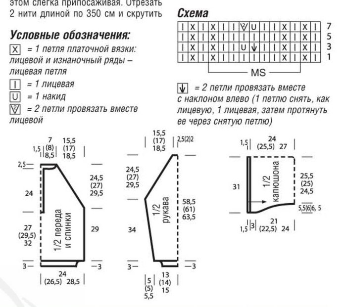 Вязаная кофта с капюшоном женская спицами описание схемы