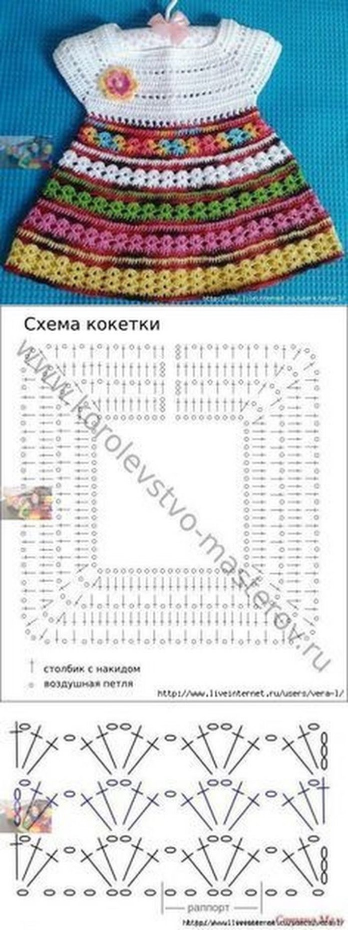 Детское платьишко вязание крючком схема