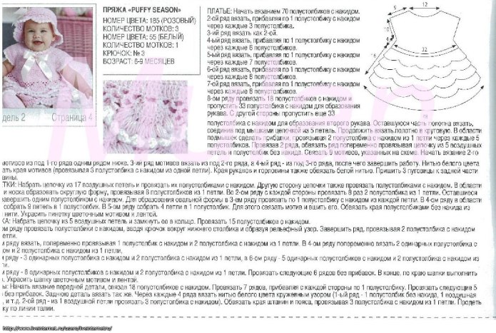 Вязание крючком платье для девочки 1 год схемы с подробным описанием