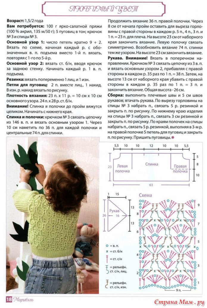 Схемы вязаных кофточек для девочек спицами