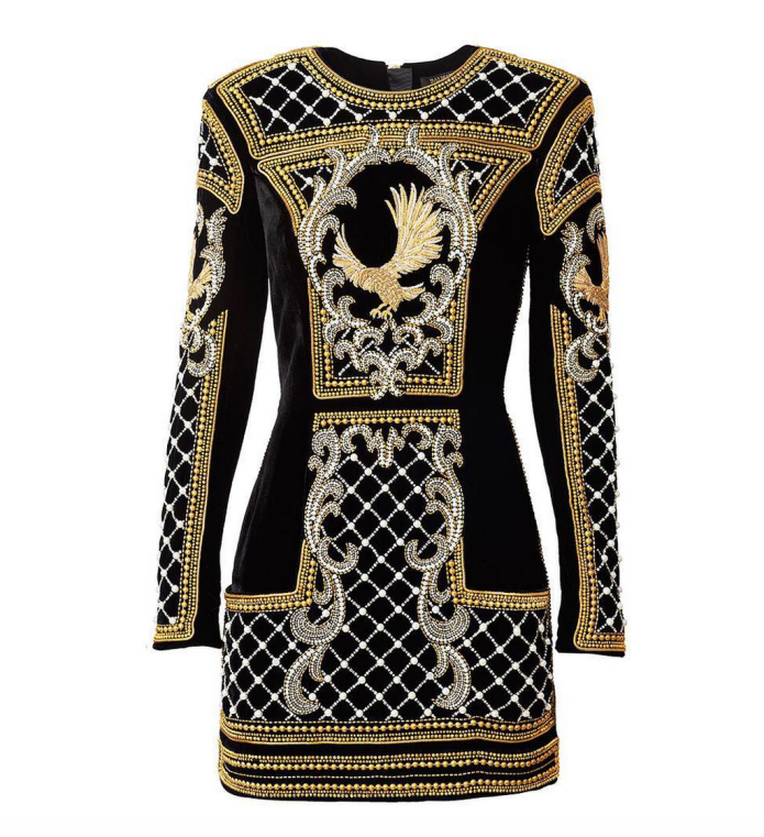 Платье Balmain черное шерсть