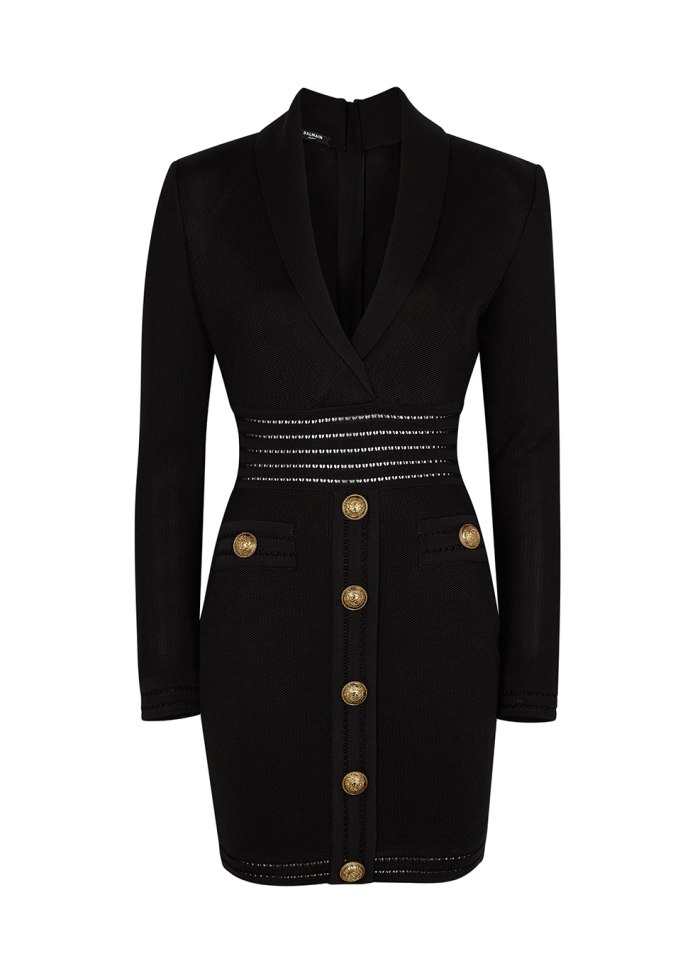 Платье Balmain черное с длинным рукавом