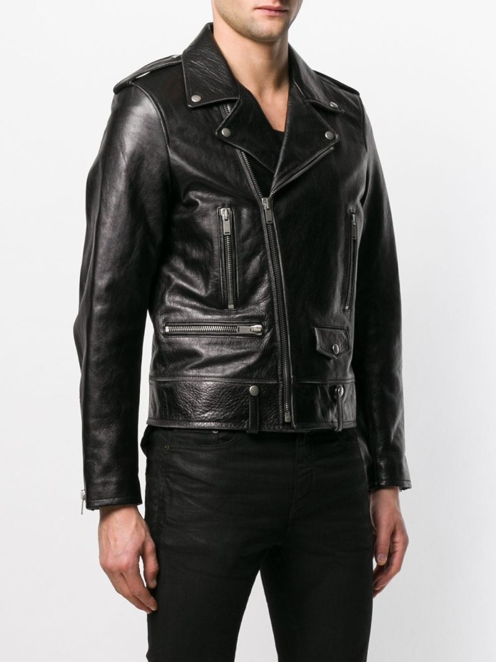 Кожаная куртка с бахромой Saint Laurent