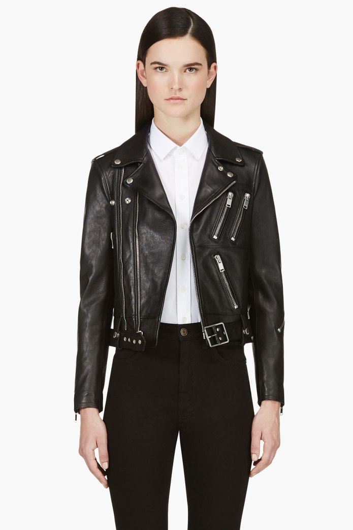 Saint Laurent кожаная куртка косуха женская