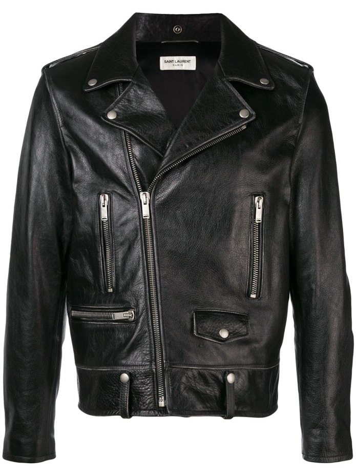 Leather Biker Jacket Metallic Voyager:
