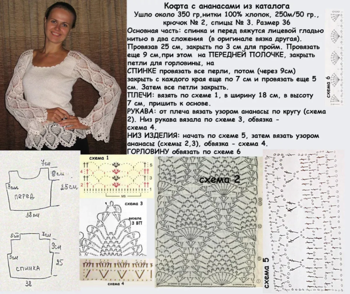 Вязание ажурных кофточек крючком со схемами и описанием