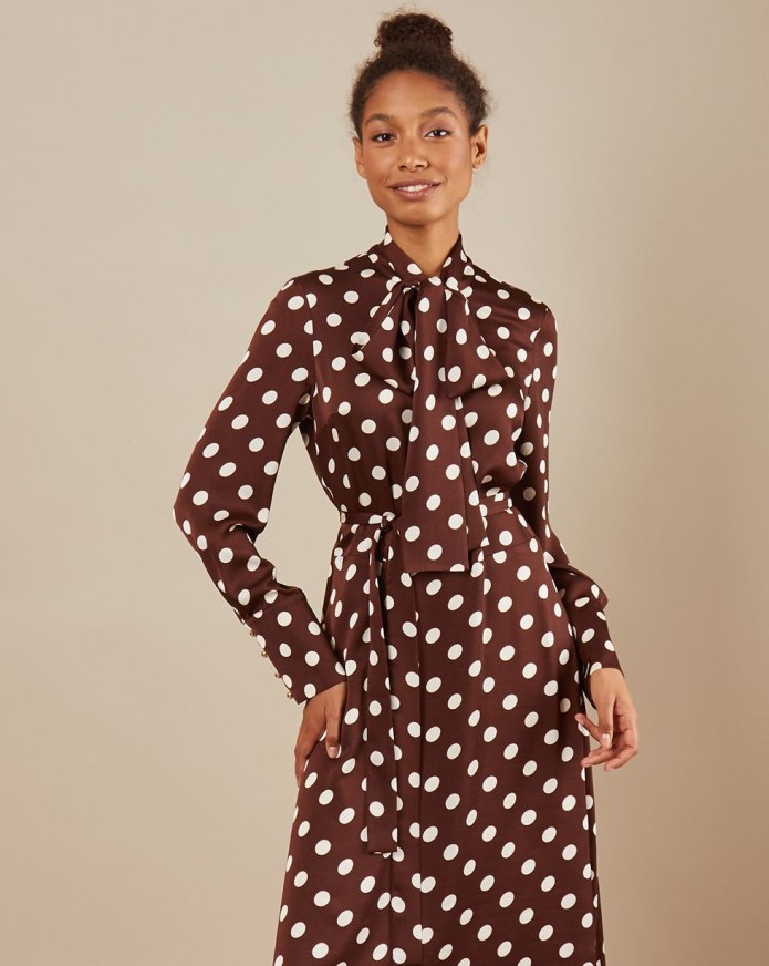 Polka Dot платья шифон White