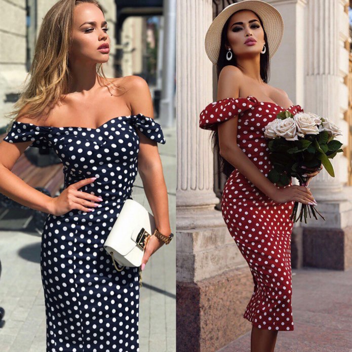 Летнее платье в горошек