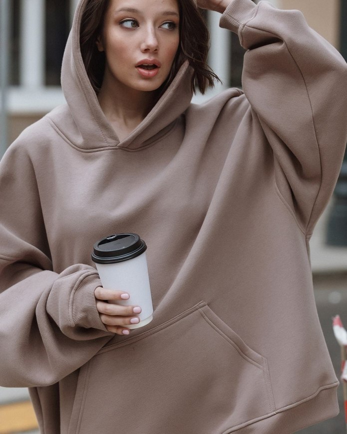 Серый меланжевый Oversized-худи Weekday