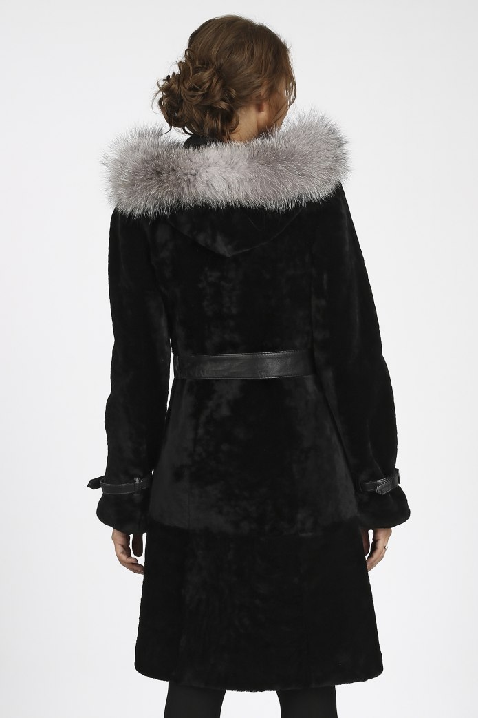 Hanlianna collection шуба мутон плюс норка черная