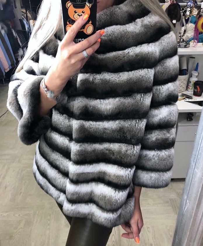 Шуба кролик рекс шиншилла