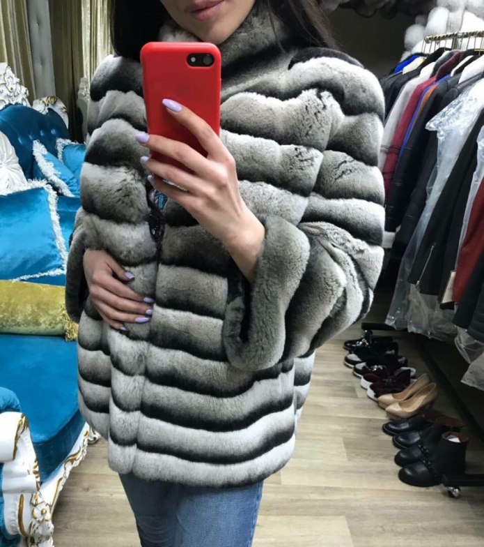 Шуба рекс шиншилла с капюшоном