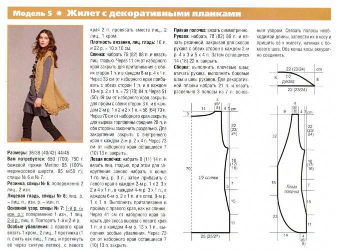 Жилет женский удлиненный спицами схемы и описание