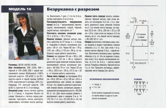 Женская безрукавка на пуговицах спицами схемы и описание