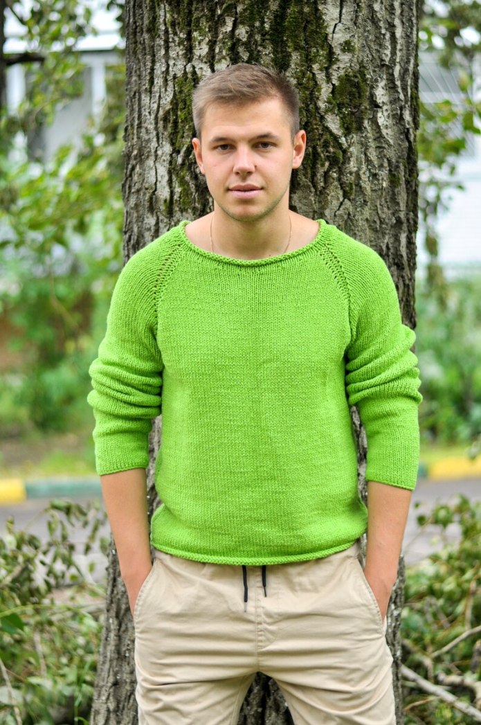 Мятный джемпер мужской