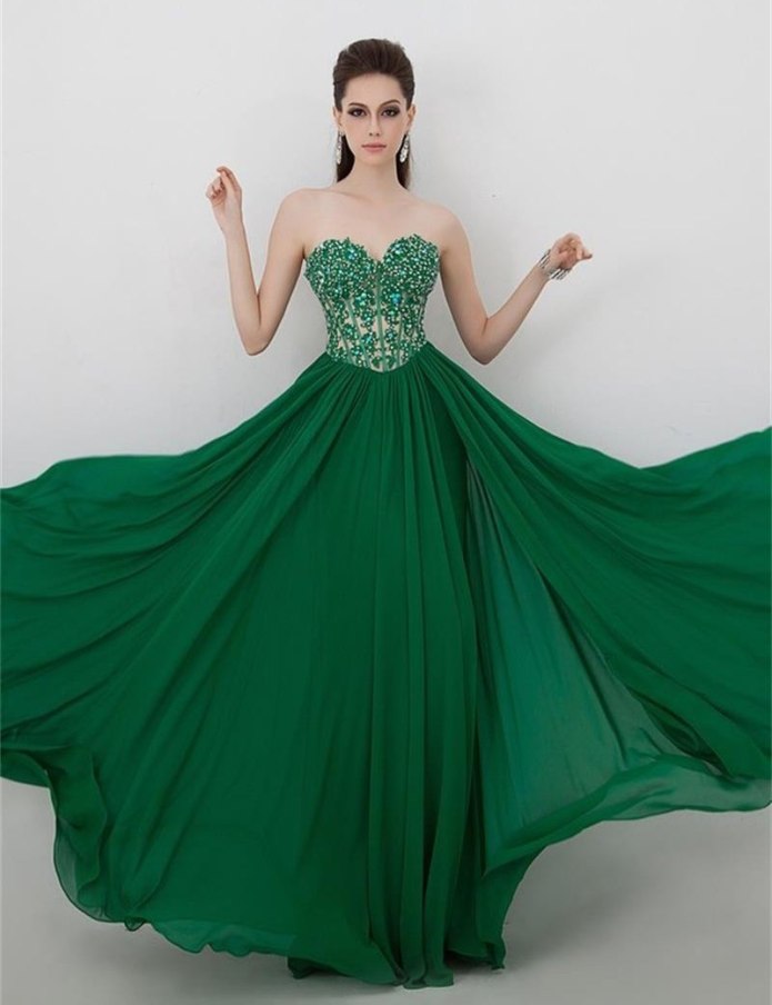 Green v Neck платье