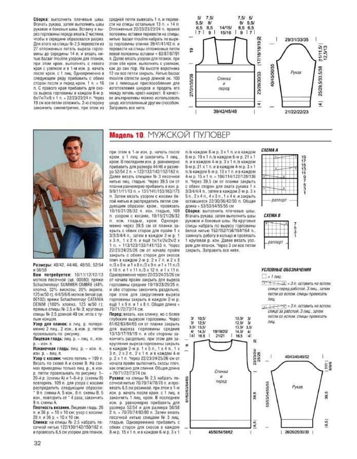 Пуловер мужской спицами со схемами и описанием