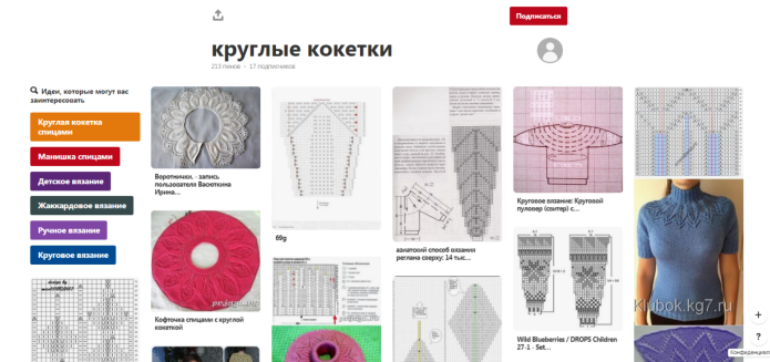 Вязание кокетки от горловины спицами по кругу схемы модели