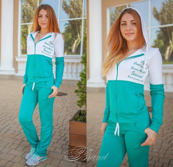 Бирюзовый спортивный костюм женский