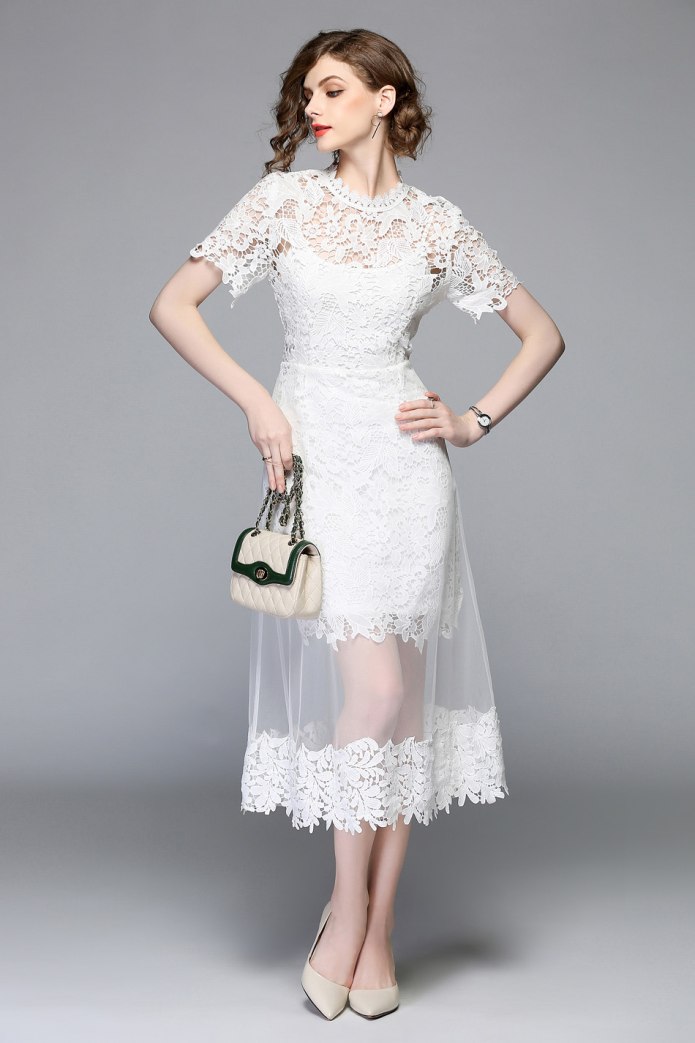 Wedding simple Dress with Embroidery