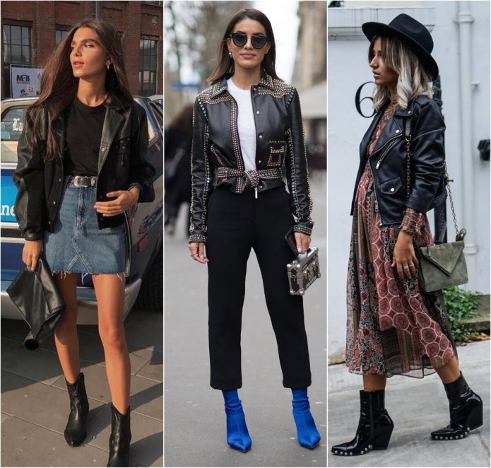Стильные девушки в кожаных куртках