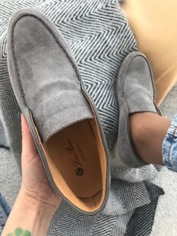 Loro Piana замшевые ботинки open walk серые