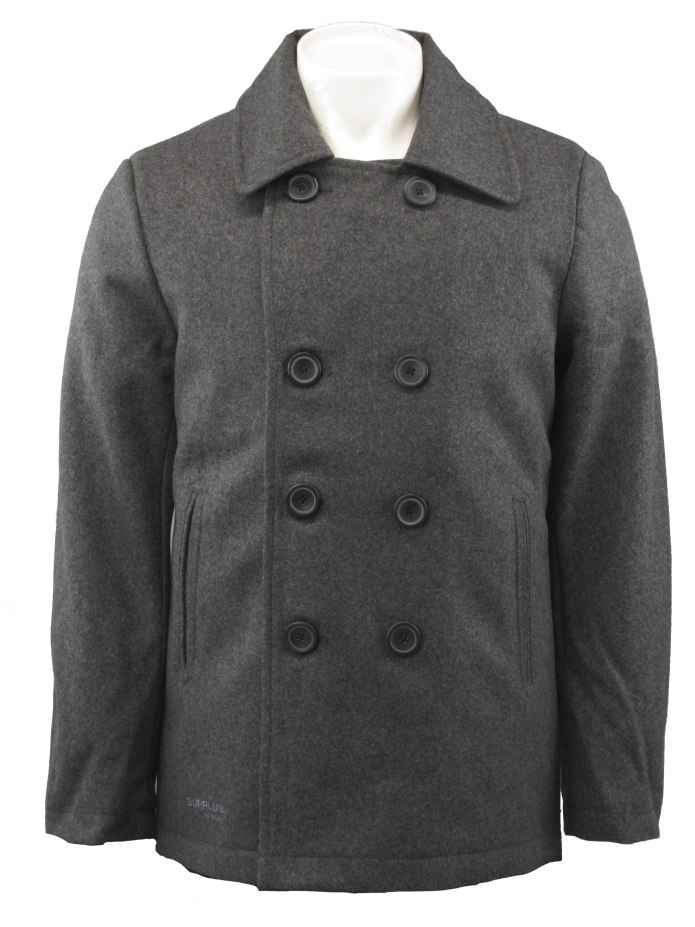 Бушлат шерсть Schott Classic Melton Wool Navy Pea Coat 740 Black