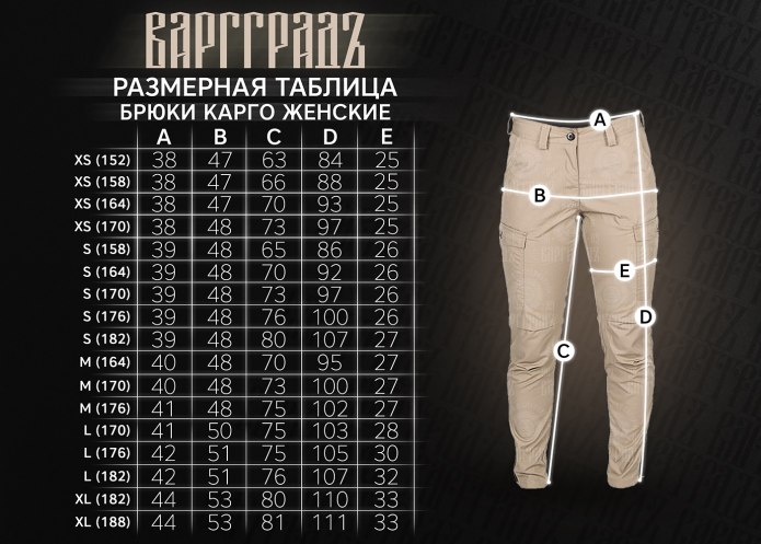 Размерная сетка мужских спортивных штанов