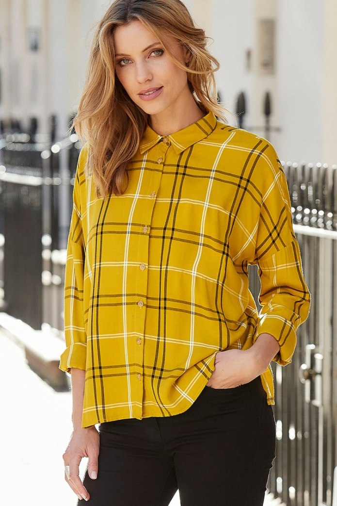 Жёлтая рубашка h&m