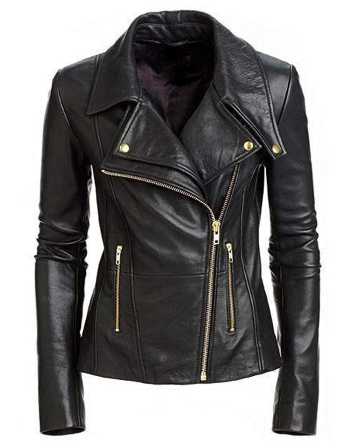 Leather Biker Jacket le068