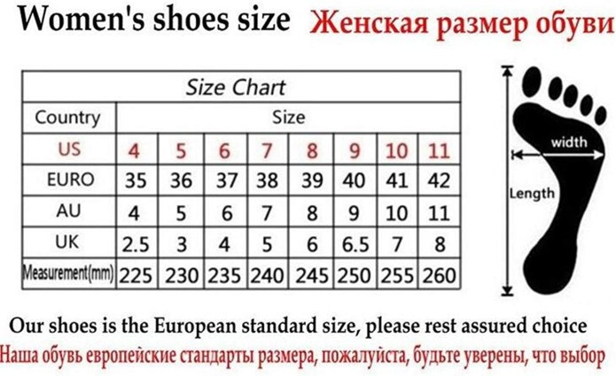 Размеры женской обуви